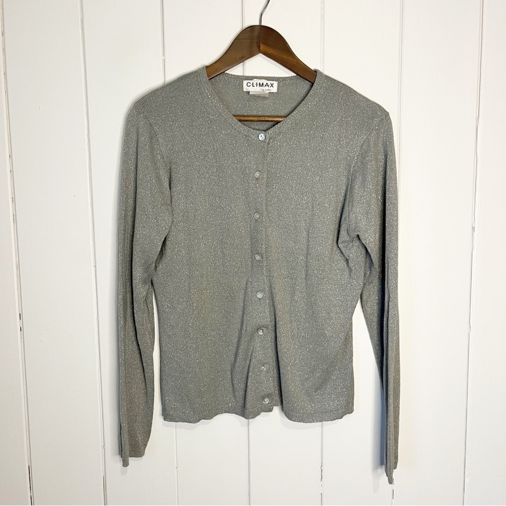 Vintage Climax by Sasha Metallic Grey Cardigan. Size Small.